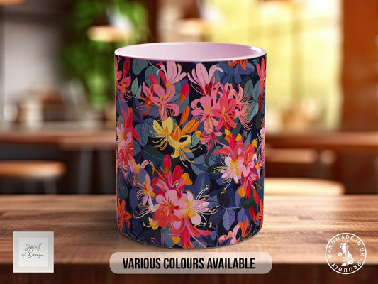 Birth Month Flowers Mug - June Rose and Honeysuckle -