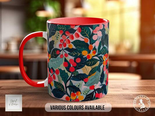 Birth Month Flowers Mug - December Narcissus and Holly -