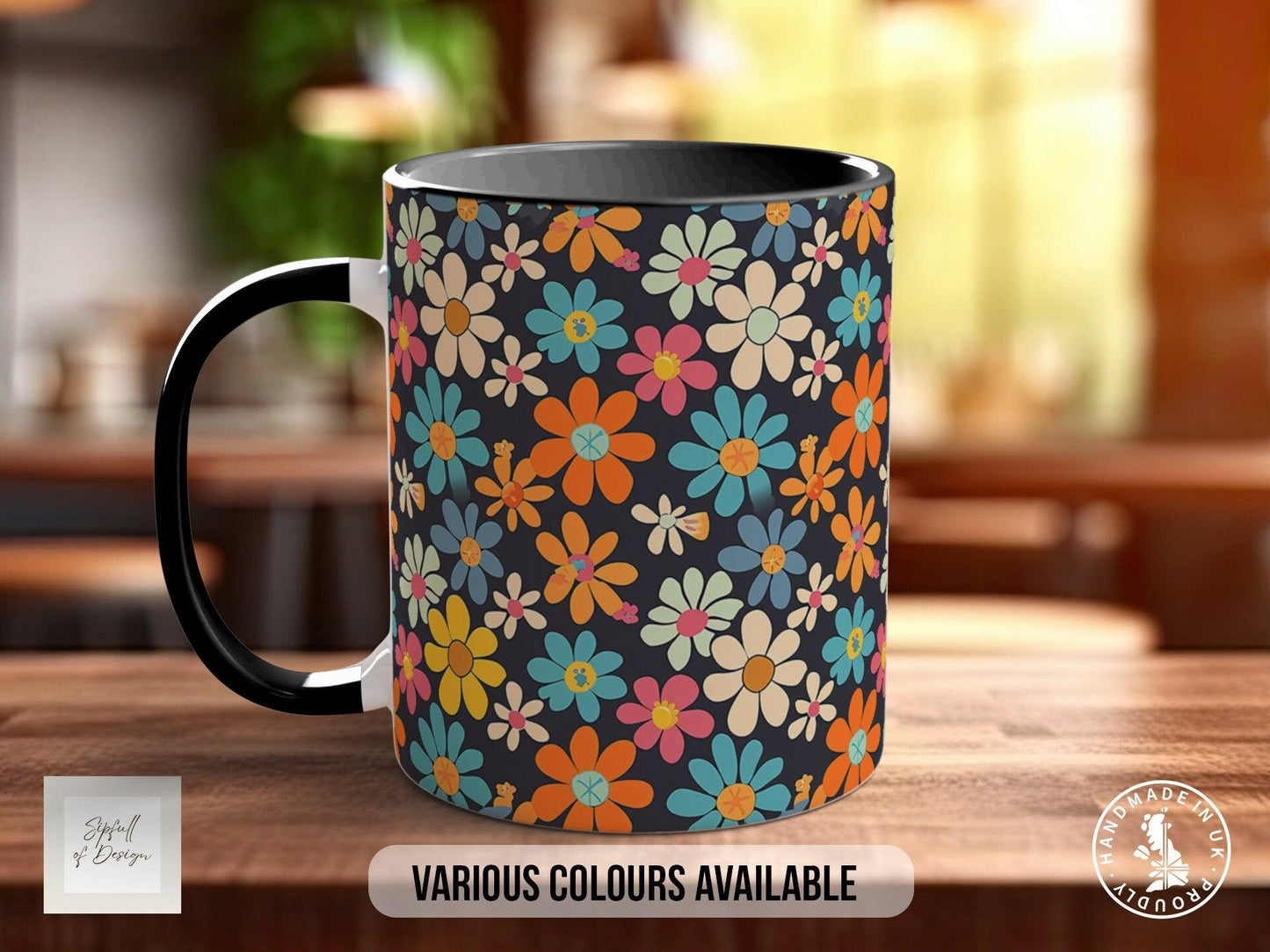 Groovy Flower Mug | Handmade Ceramic Mug with Colourful Flower Design & Smash Proof Packaging