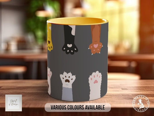 Cute Fluffy Multicoloured Cat Paws Mug
