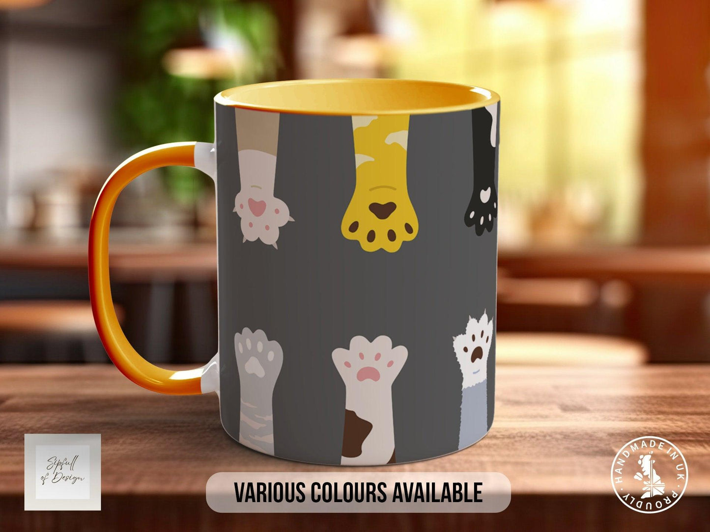 Cute Fluffy Multicoloured Cat Paws Mug