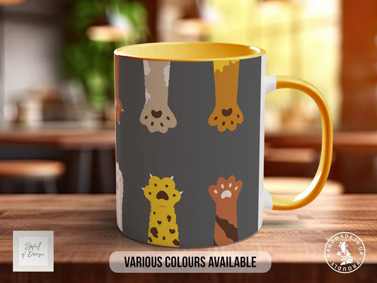 Cute Fluffy Multicoloured Cat Paws Mug
