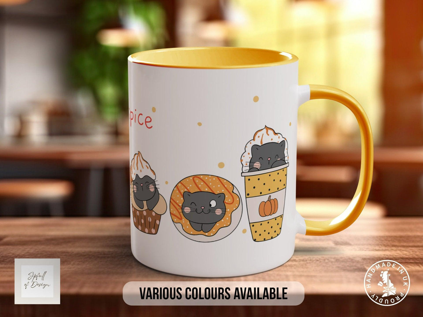 Pumpkin Spice Latte Mug – Cute Cat Lover Design | Handmade Ceramic, Dishwasher Safe