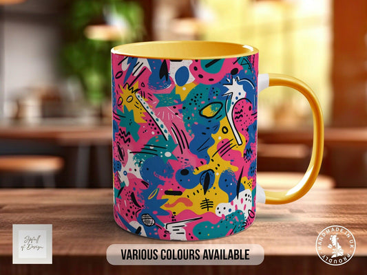 Abstract Comic Pop Pattern Full Wrap Coloured Art Mug - Design 2