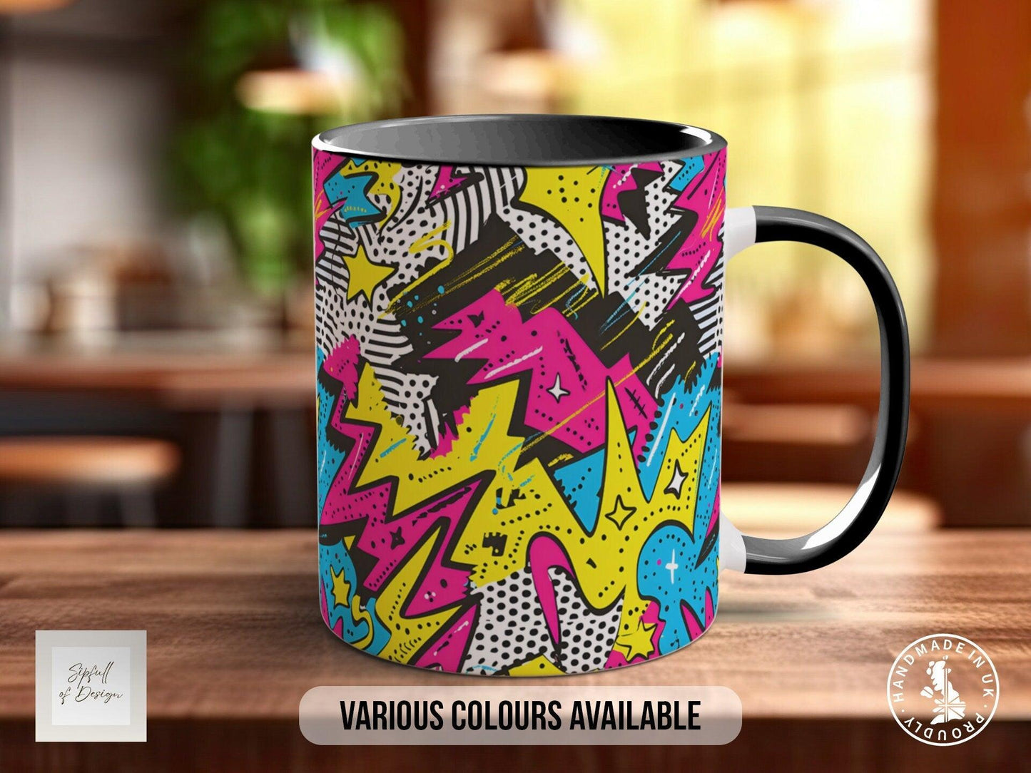 Abstract Comic Pop Pattern Full Wrap Coloured Art Mug - Design 5