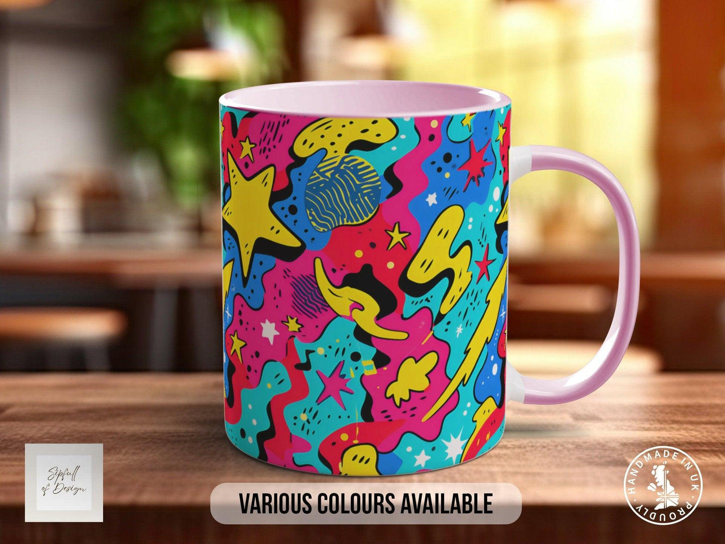 Abstract Comic Pop Pattern Full Wrap Coloured Art Mug - Design 9