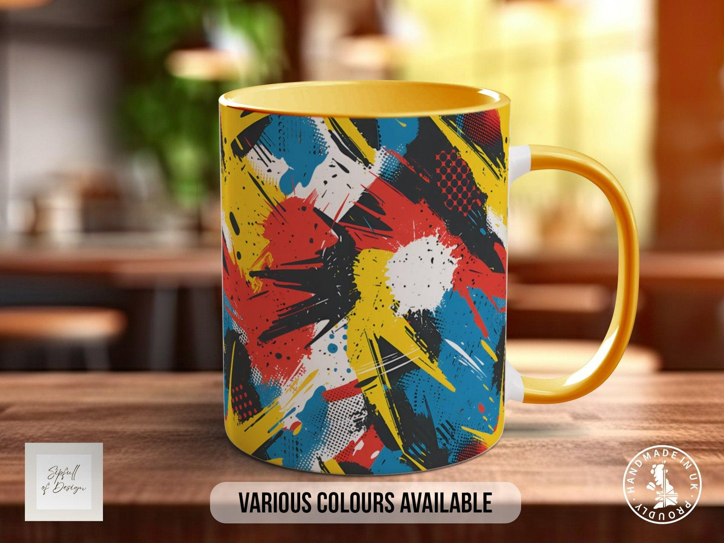 Abstract Comic Pop Pattern Full Wrap Coloured Art Mug - Design 12