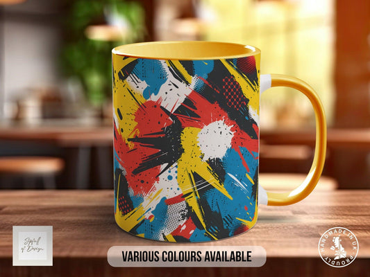 Abstract Comic Pop Pattern Full Wrap Coloured Art Mug - Design 12