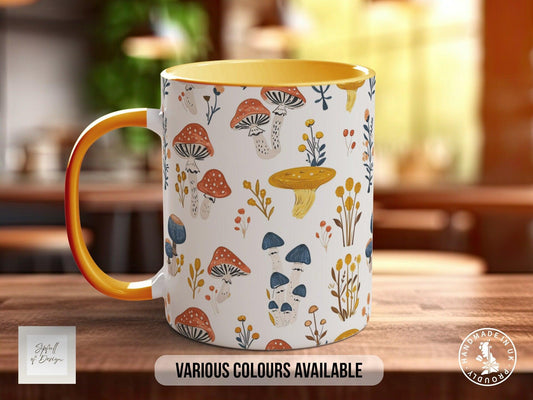 Mushroom Garden Pattern Full Wrap Coloured Art Mug - Design 5