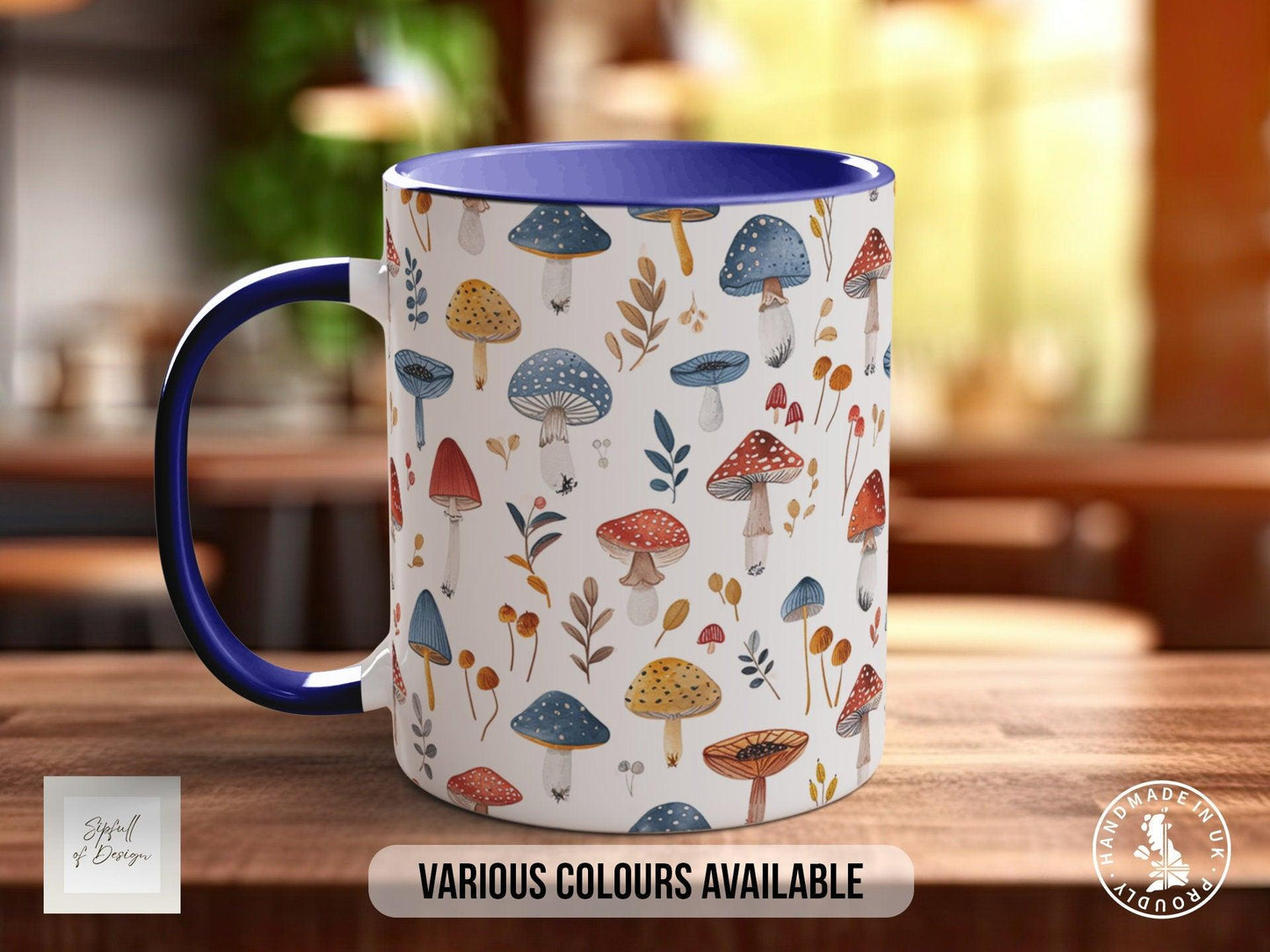 Mushroom Garden Pattern Full Wrap Coloured Art Mug - Design 8