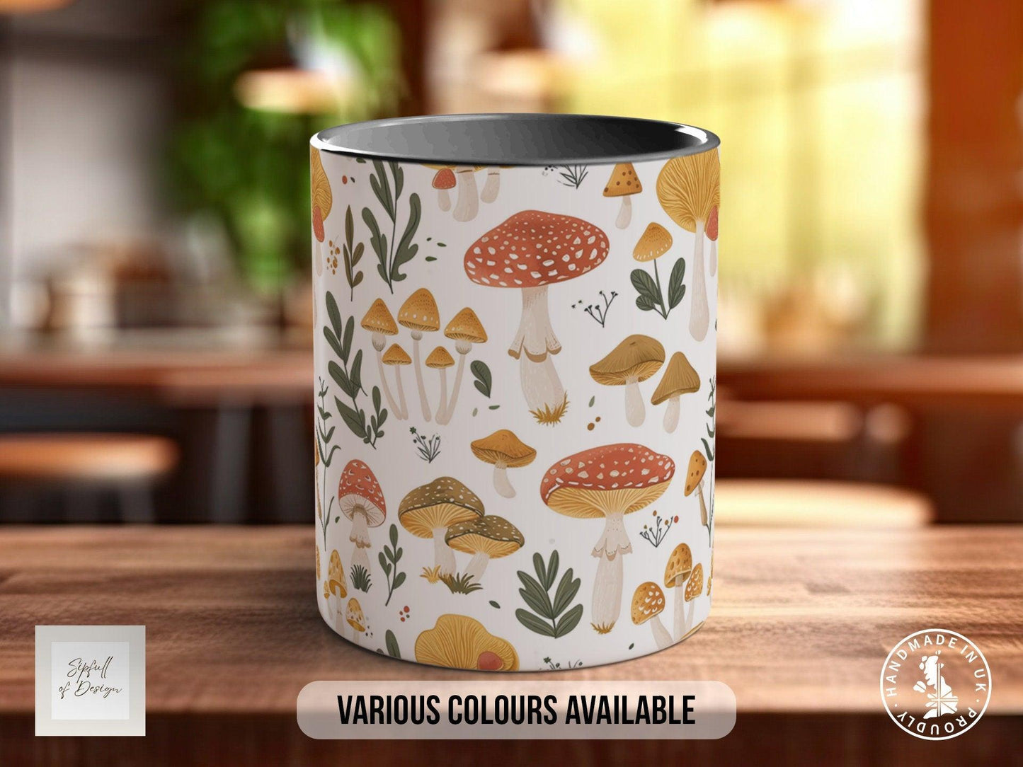 Mushroom Garden Pattern Full Wrap Coloured Art Mug - Design 8