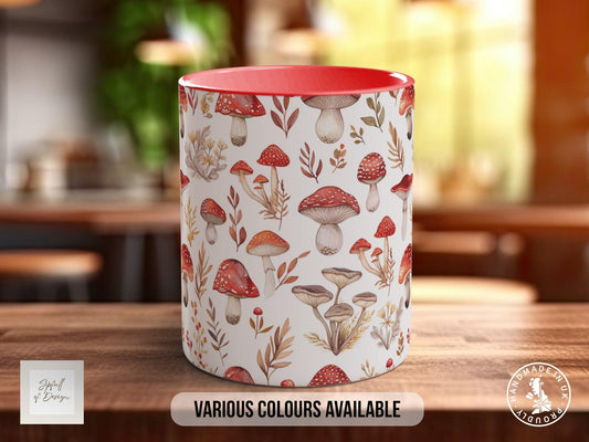 Mushroom Garden Pattern Full Wrap Coloured Art Mug - Design 10