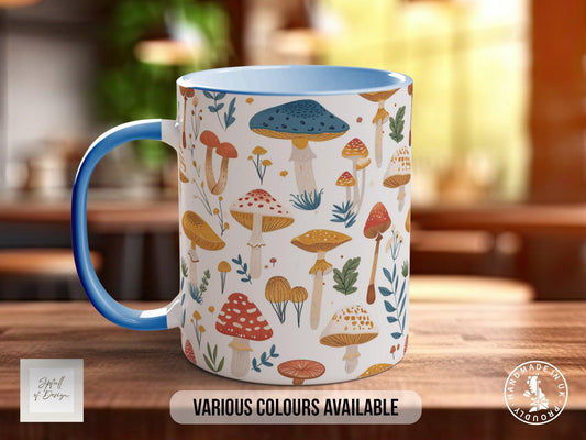 Mushroom Garden Pattern Full Wrap Coloured Art Mug - Design 11