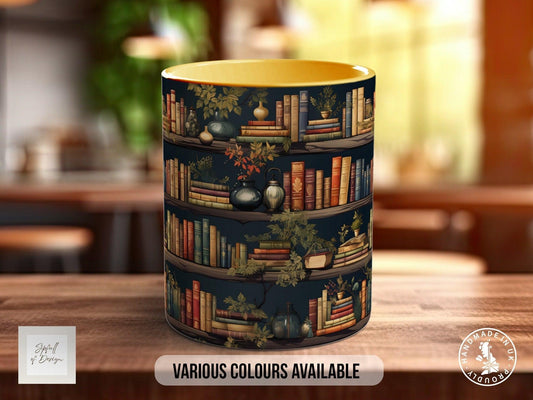 Book Shelf Pattern Full Wrap Coloured Art Mug - Design 8