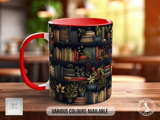 Book Shelf Pattern Full Wrap Coloured Art Mug - Design 9