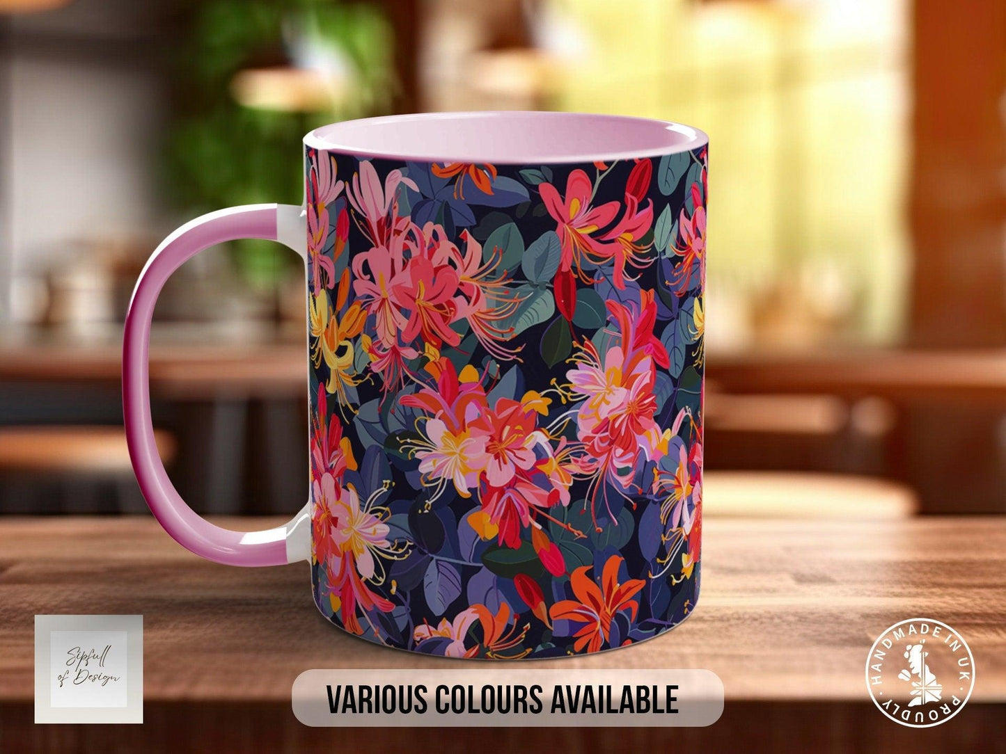 Birth Month Flowers Mug - June Rose and Honeysuckle -