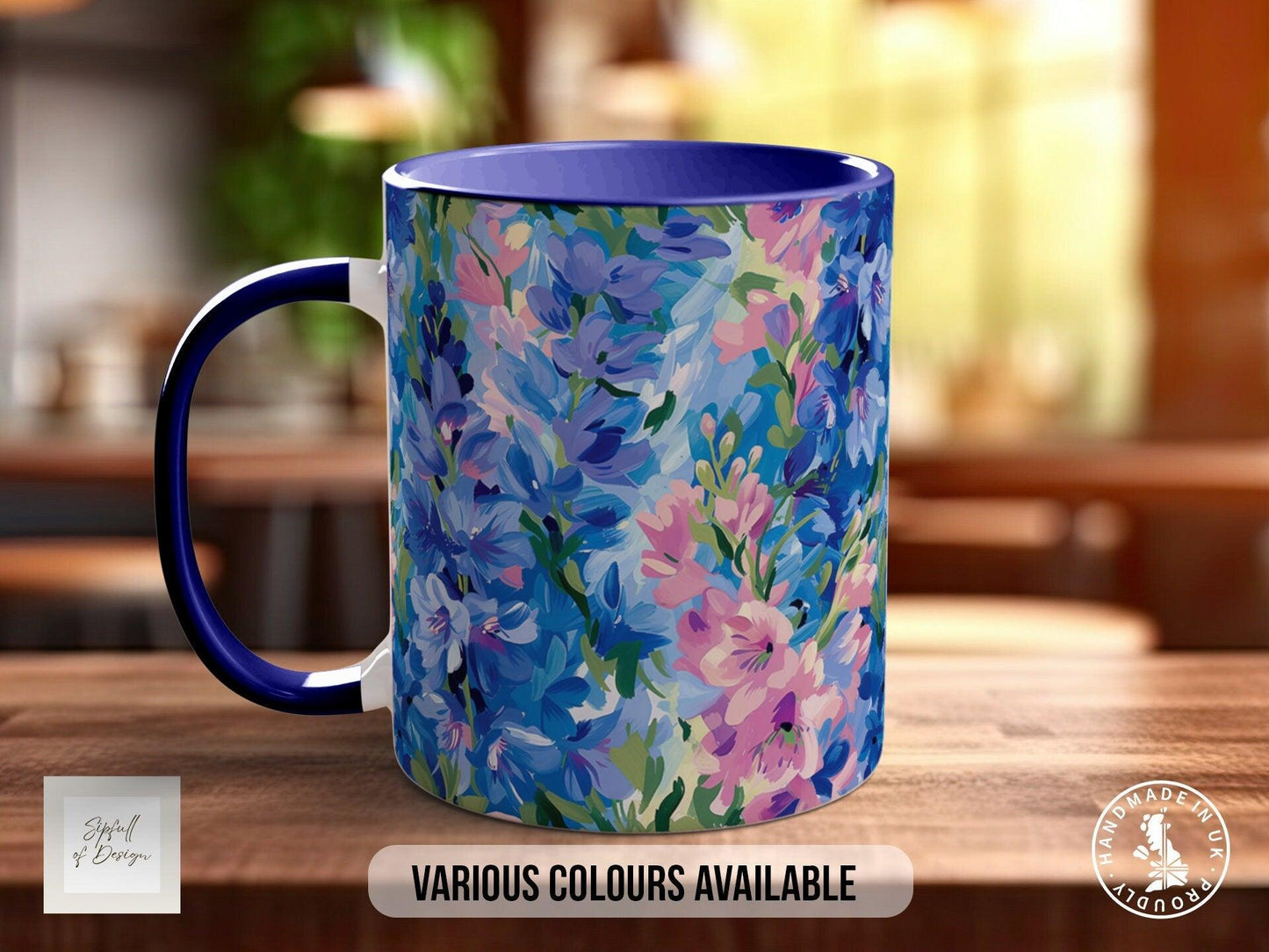 Birth Month Flowers Mug - July Larkspur and Water Lily -