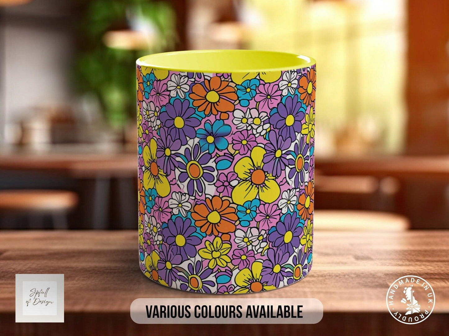Groovy Flower Mug – Vibrant Floral Design Art Coffee Mug With Smash Proof Packaging