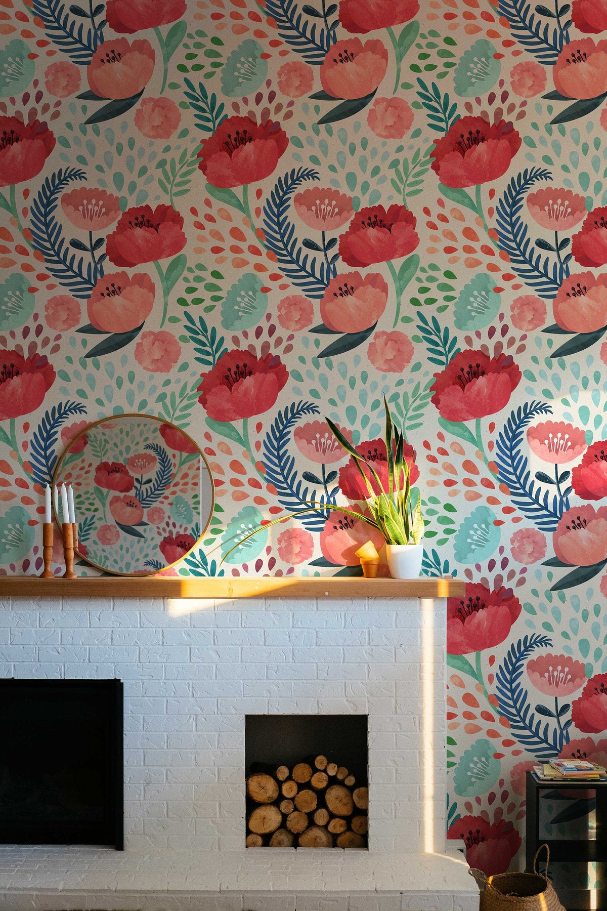 Red Poppy Flowers Wallpaper | Wall Mural | Wall Art | Nursery Decor | Floral Wall | Peel and Stick or Traditional