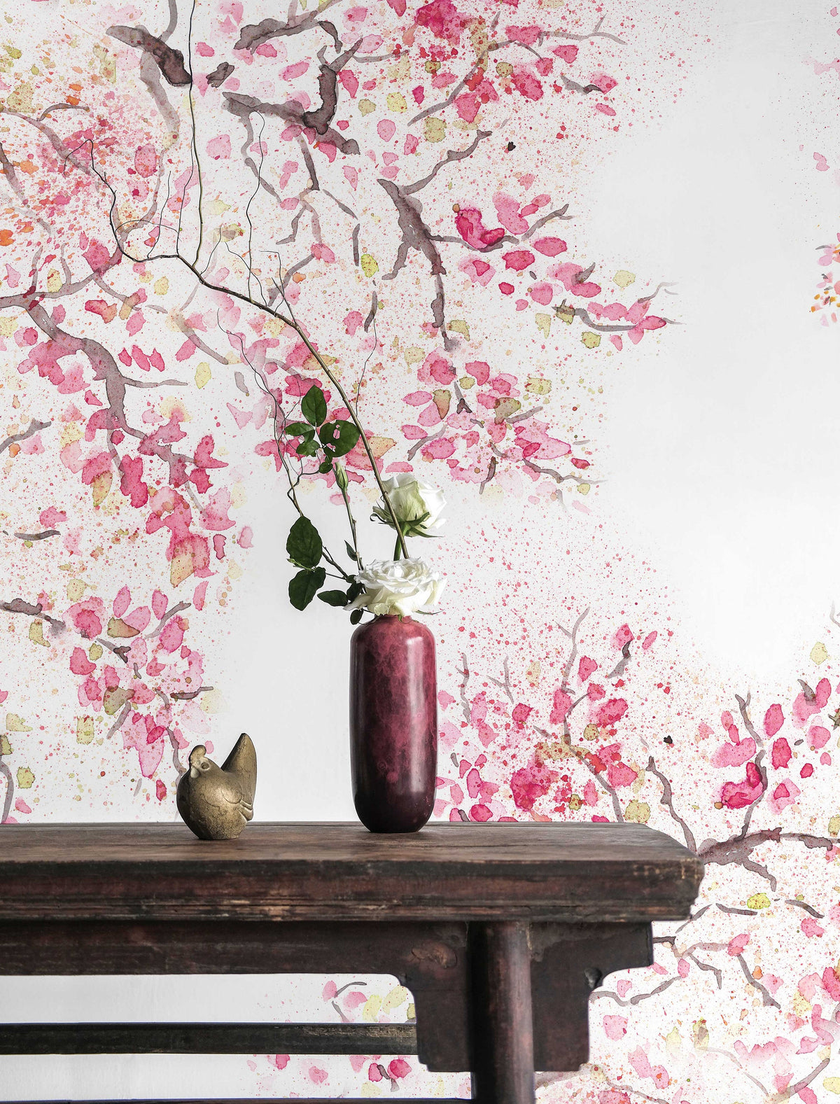 Spring Cherry Blossom Wallpaper | Watercolour Wall Mural | Floral Mural | Wall Murals | Peel and Stick or Traditional