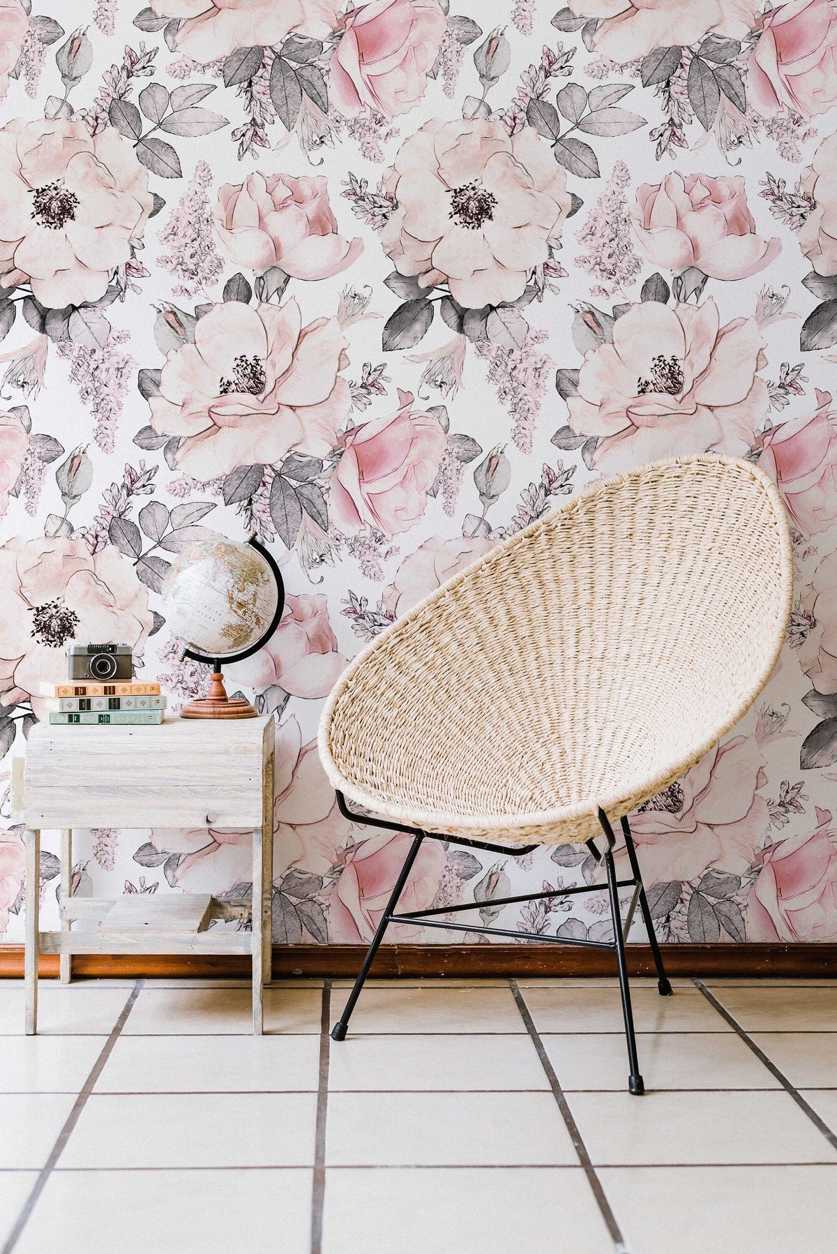 Soft Pink Abstract Roses Wallpaper | Floral Wallpaper | Watercolour Wallpaper | Flower Wallpaper Mural | Peel and Stick or Traditional