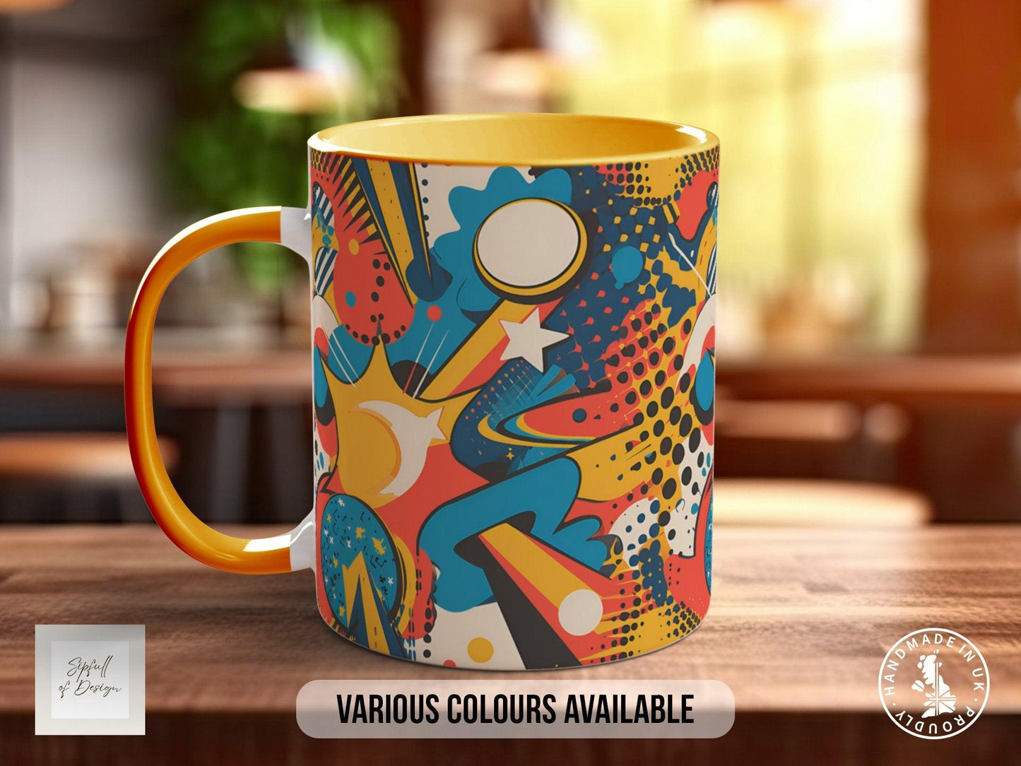 Abstract Comic Pop Pattern Full Wrap Coloured Art Mug - Design 7