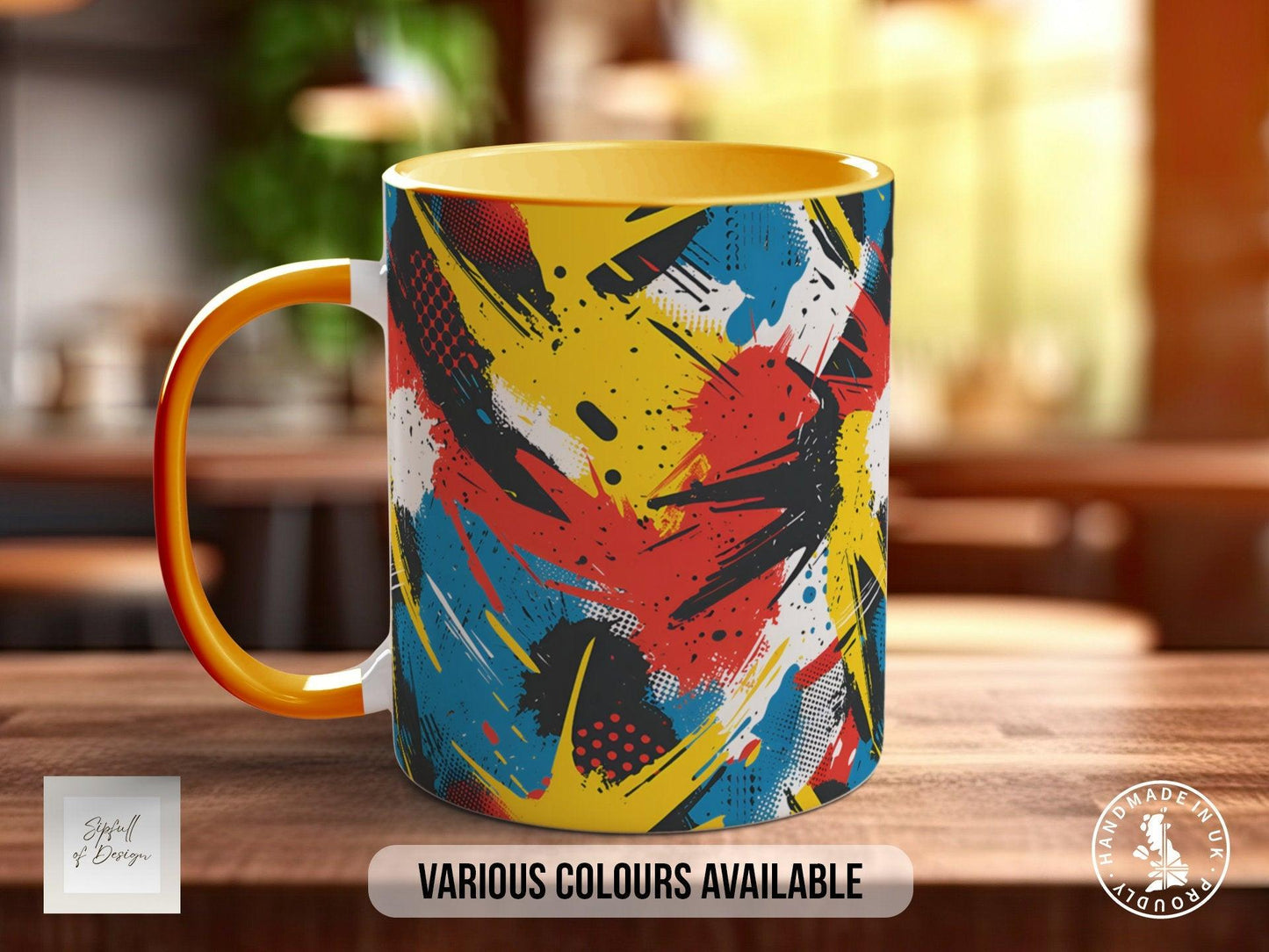 Abstract Comic Pop Pattern Full Wrap Coloured Art Mug - Design 12
