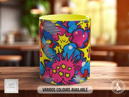 Abstract Comic Pop Pattern Full Wrap Coloured Art Mug - Design 3