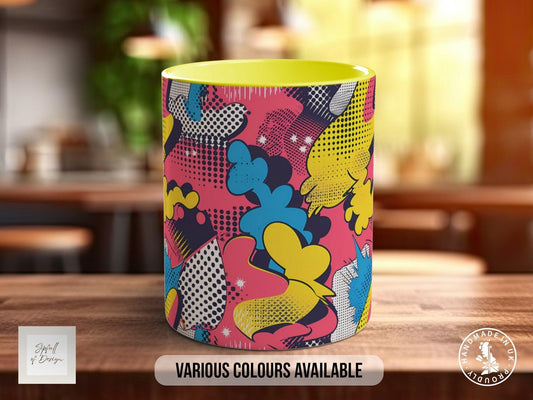 Abstract Comic Pop Pattern Full Wrap Coloured Art Mug - Design 6