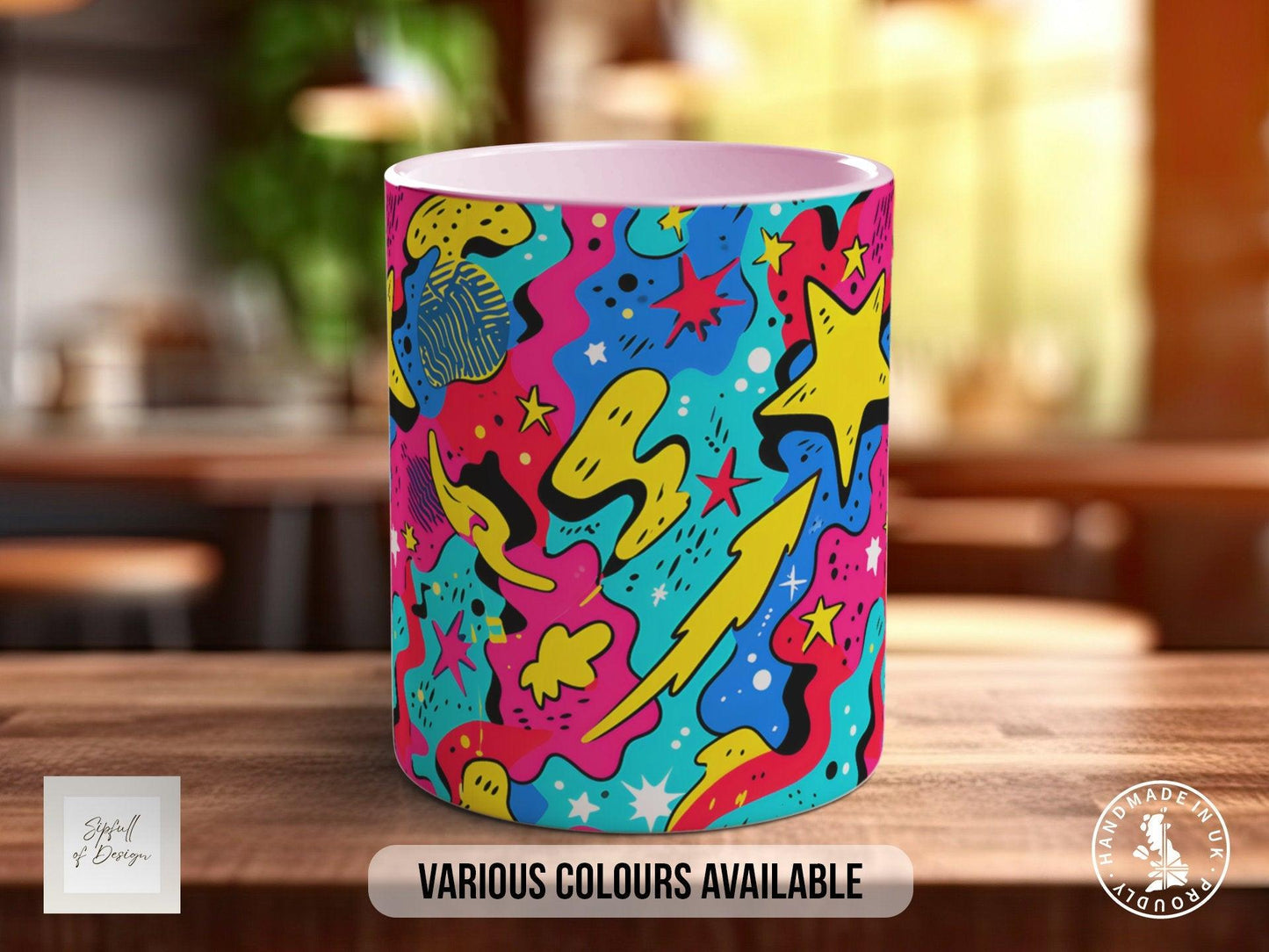 Abstract Comic Pop Pattern Full Wrap Coloured Art Mug - Design 9