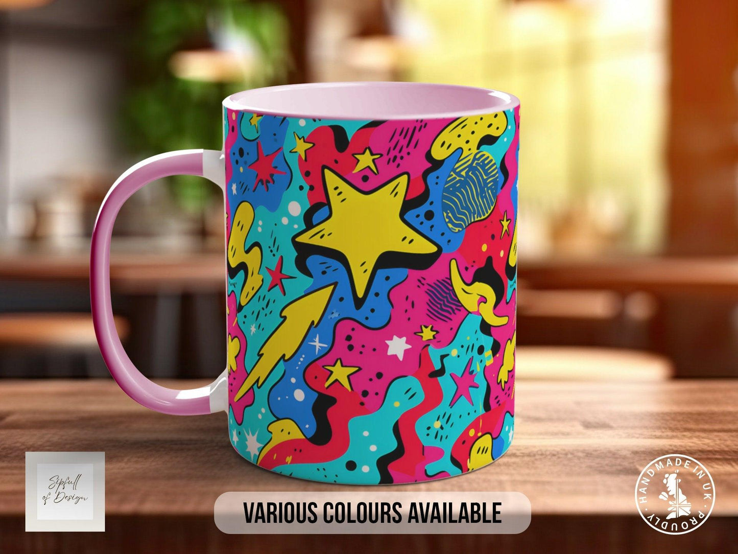Abstract Comic Pop Pattern Full Wrap Coloured Art Mug - Design 9
