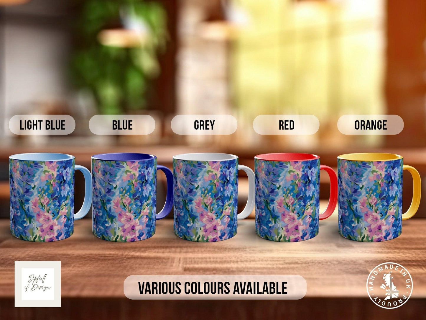 Birth Month Flowers Mug - July Larkspur and Water Lily -