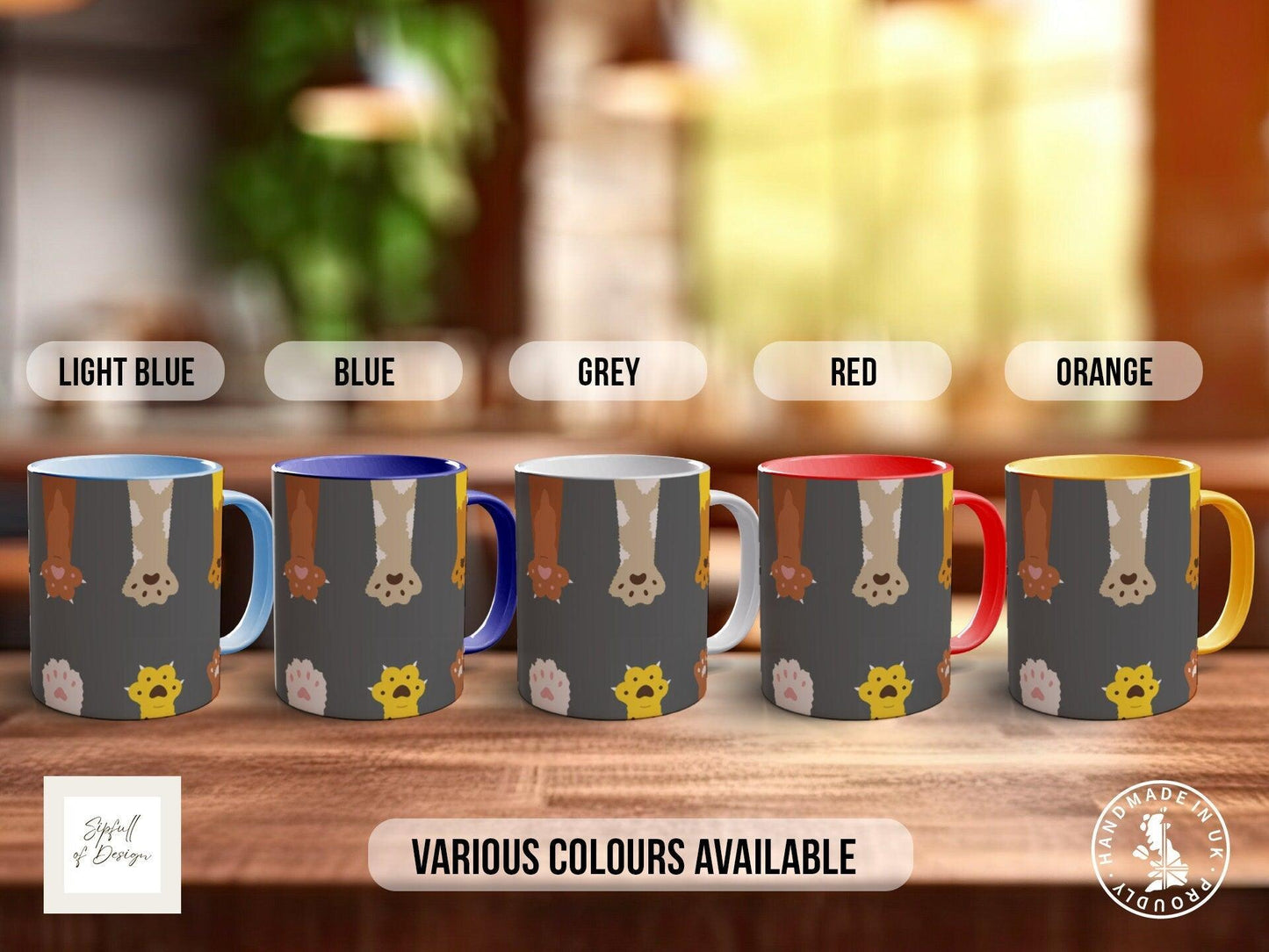 Cute Fluffy Multicoloured Cat Paws Mug