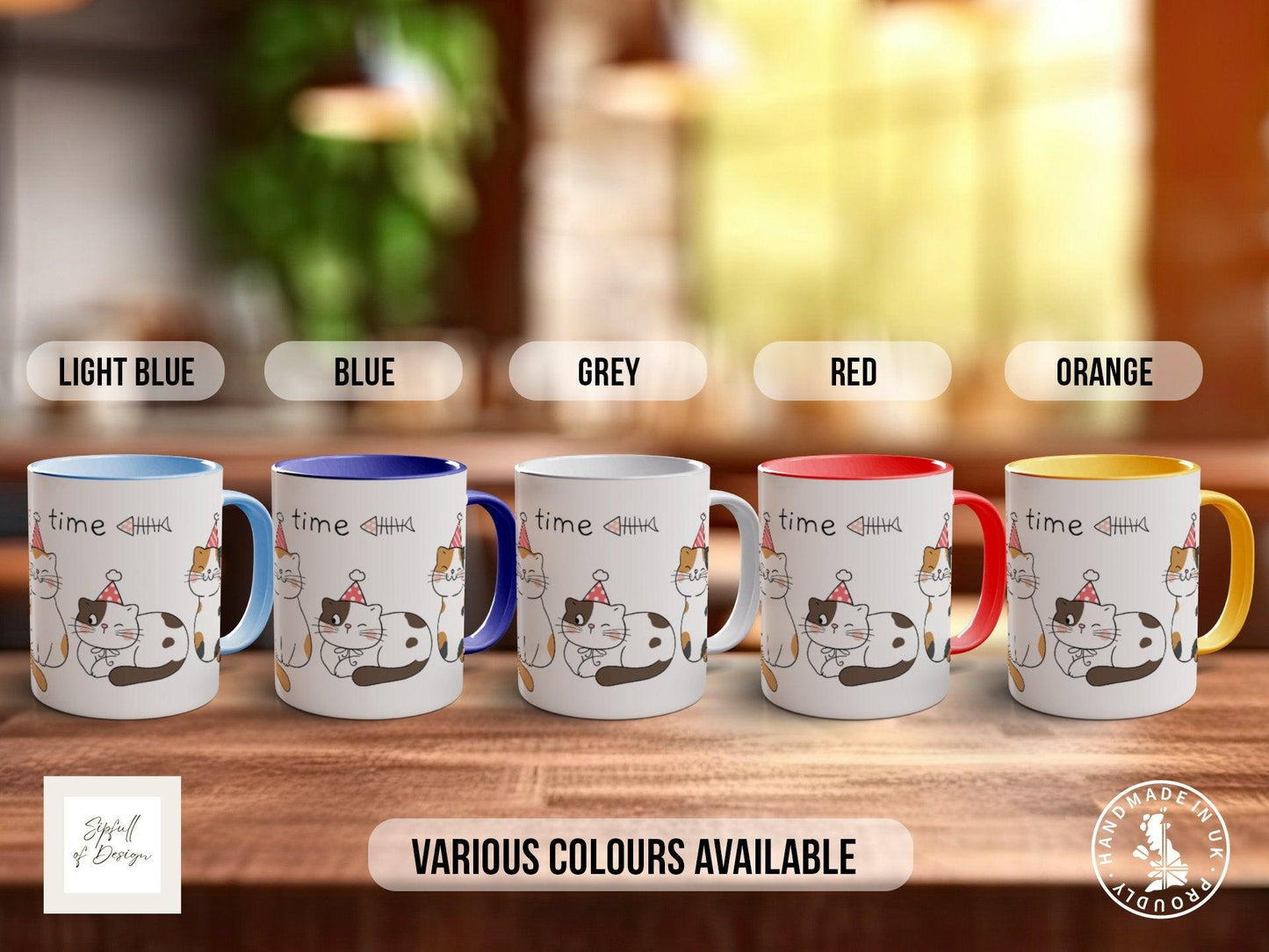 Cute Cat Mug – Handmade Colourful Cat Coffee Cup With Smash Proof Packaging