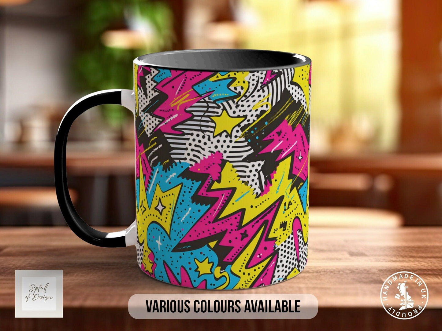 Abstract Comic Pop Pattern Full Wrap Coloured Art Mug - Design 5