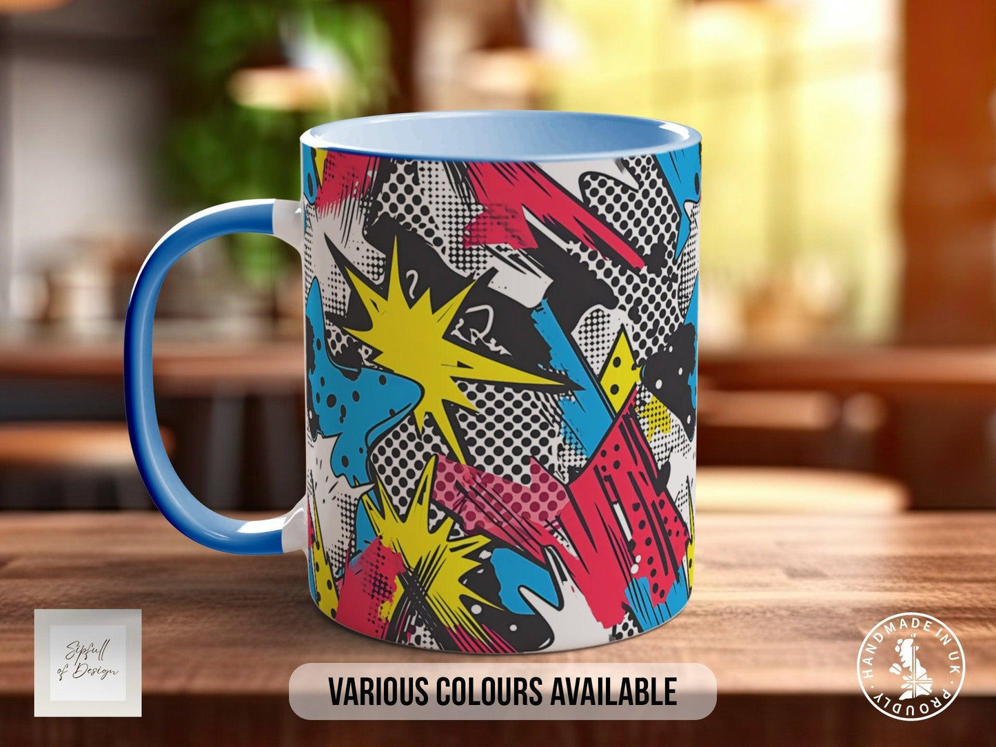 Abstract Comic Pop Pattern Full Wrap Coloured Art Mug - Design 11