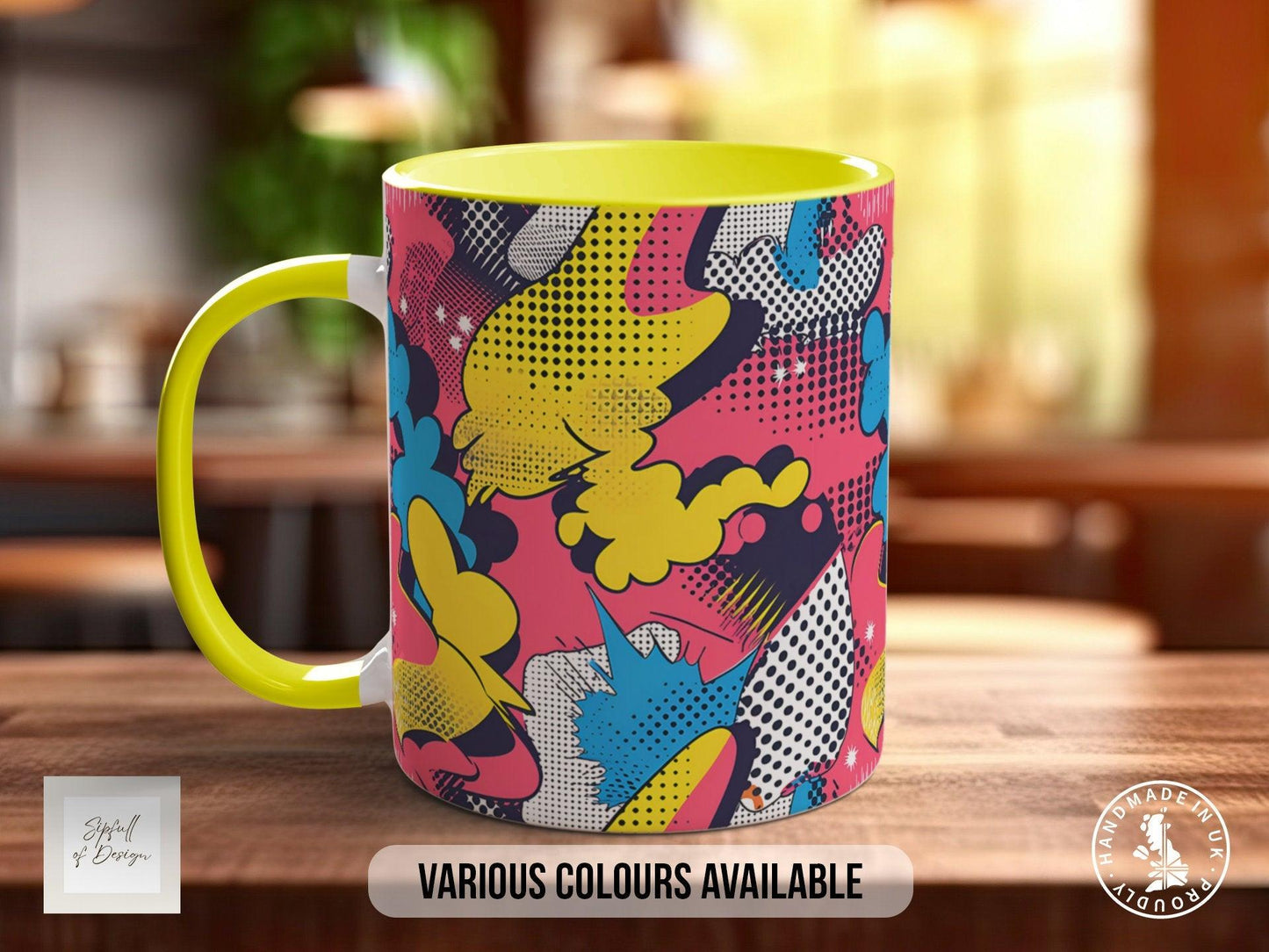 Abstract Comic Pop Pattern Full Wrap Coloured Art Mug - Design 6