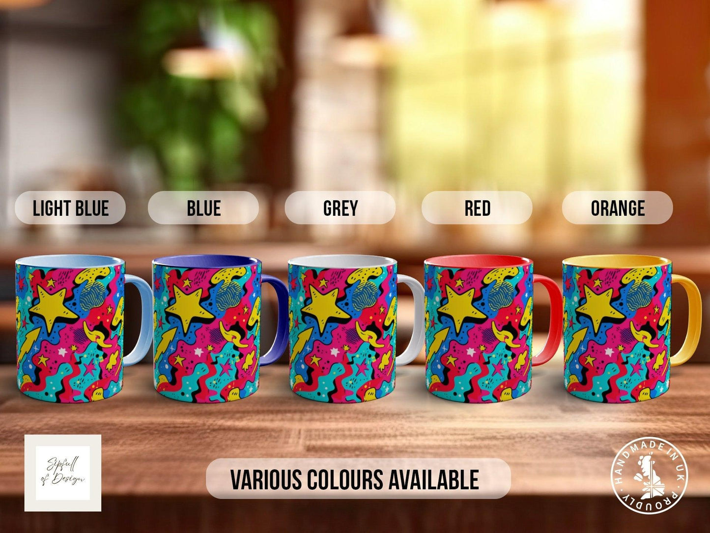 Abstract Comic Pop Pattern Full Wrap Coloured Art Mug - Design 9