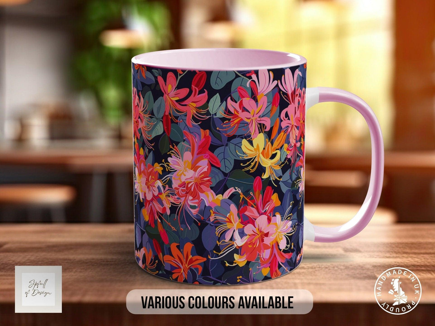 Birth Month Flowers Mug - June Rose and Honeysuckle -