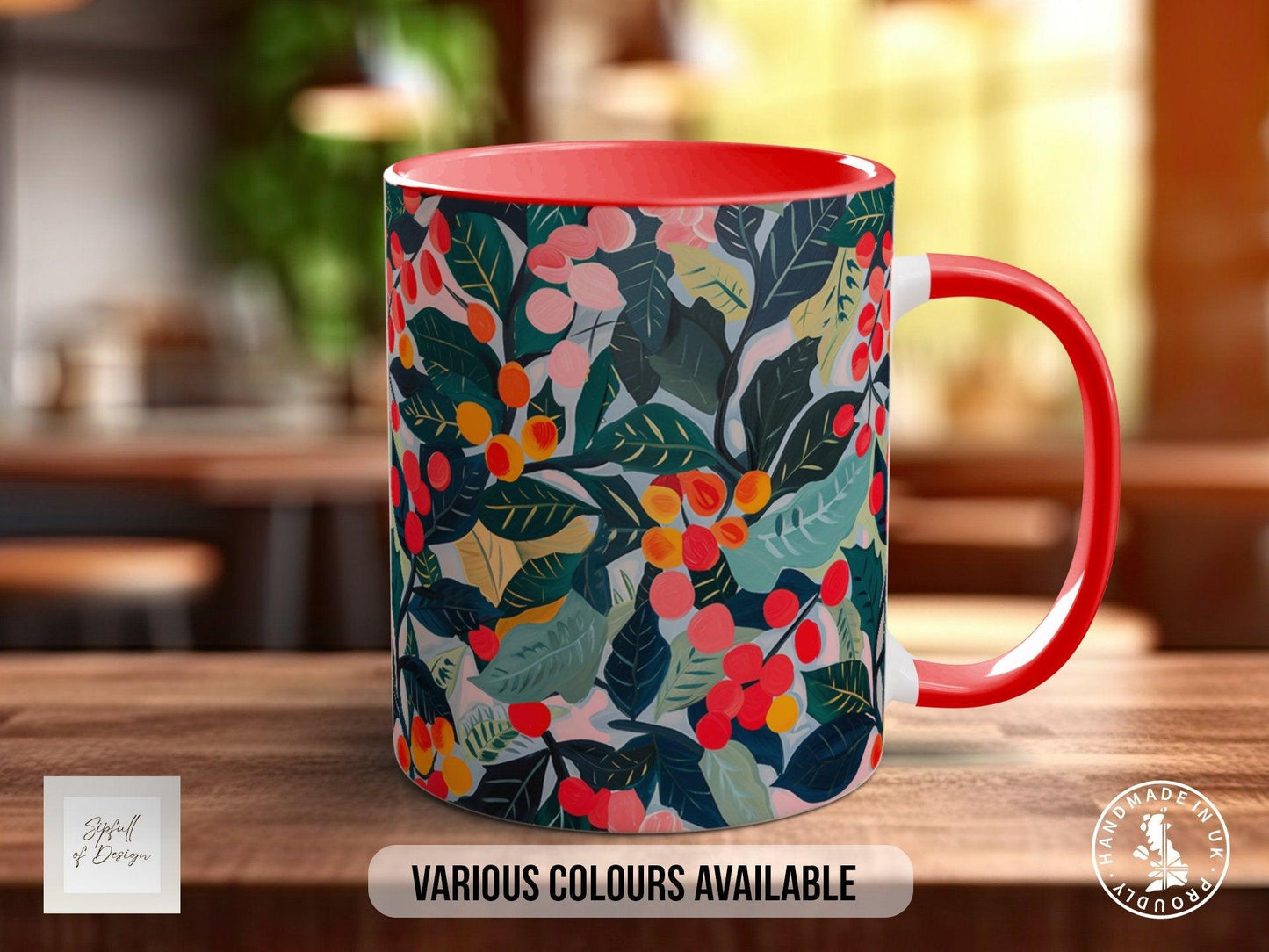 Birth Month Flowers Mug - December Narcissus and Holly -