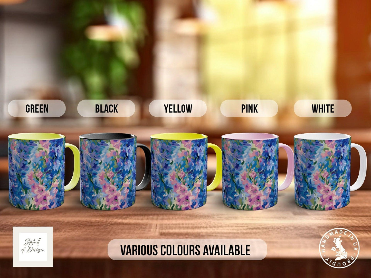 Birth Month Flowers Mug - July Larkspur and Water Lily -
