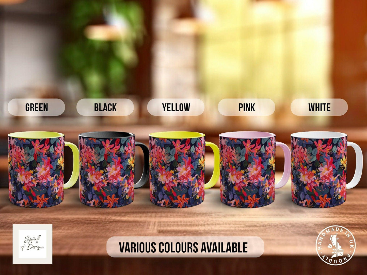 Birth Month Flowers Mug - June Rose and Honeysuckle -