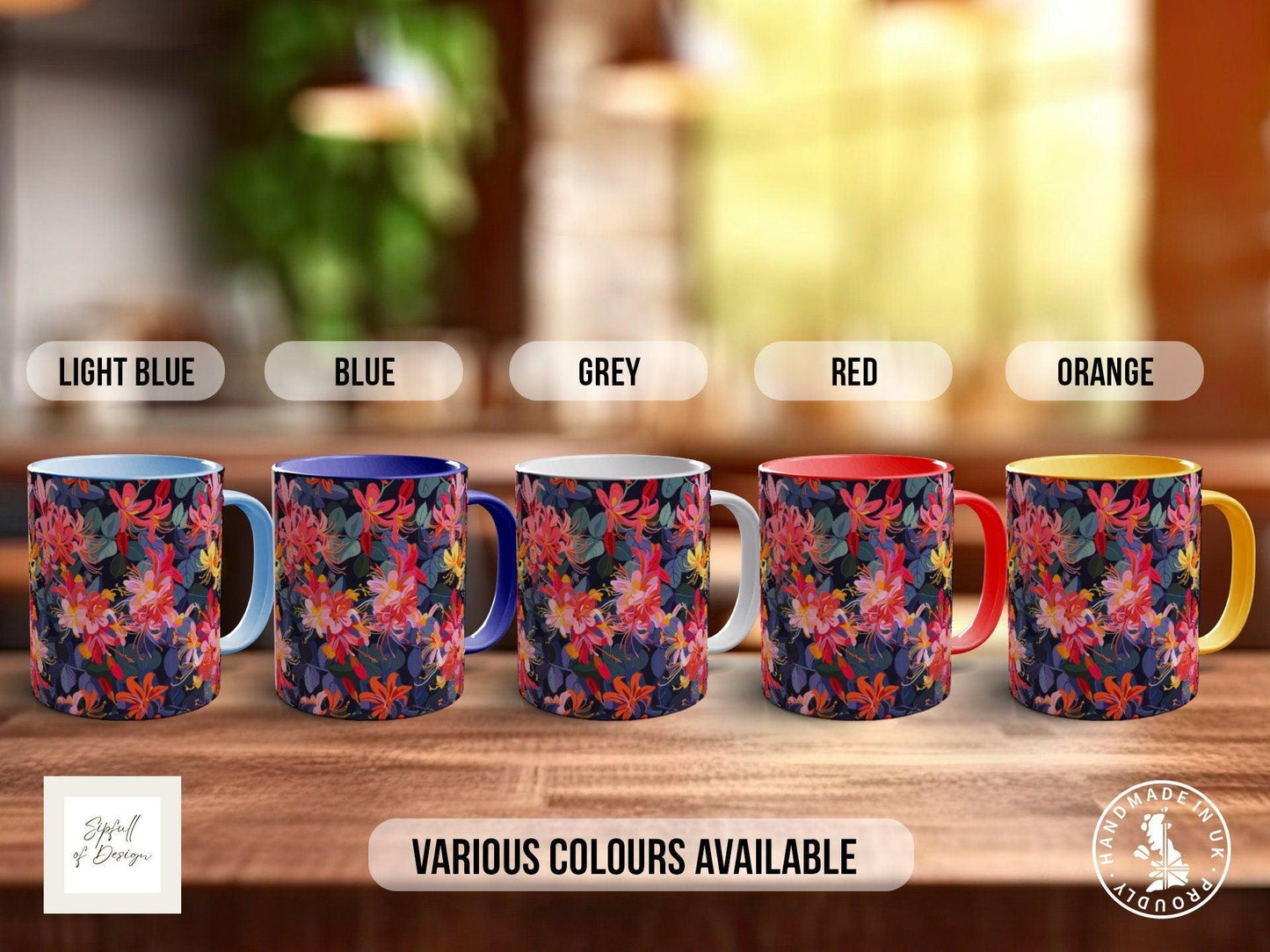 Birth Month Flowers Mug - June Rose and Honeysuckle -