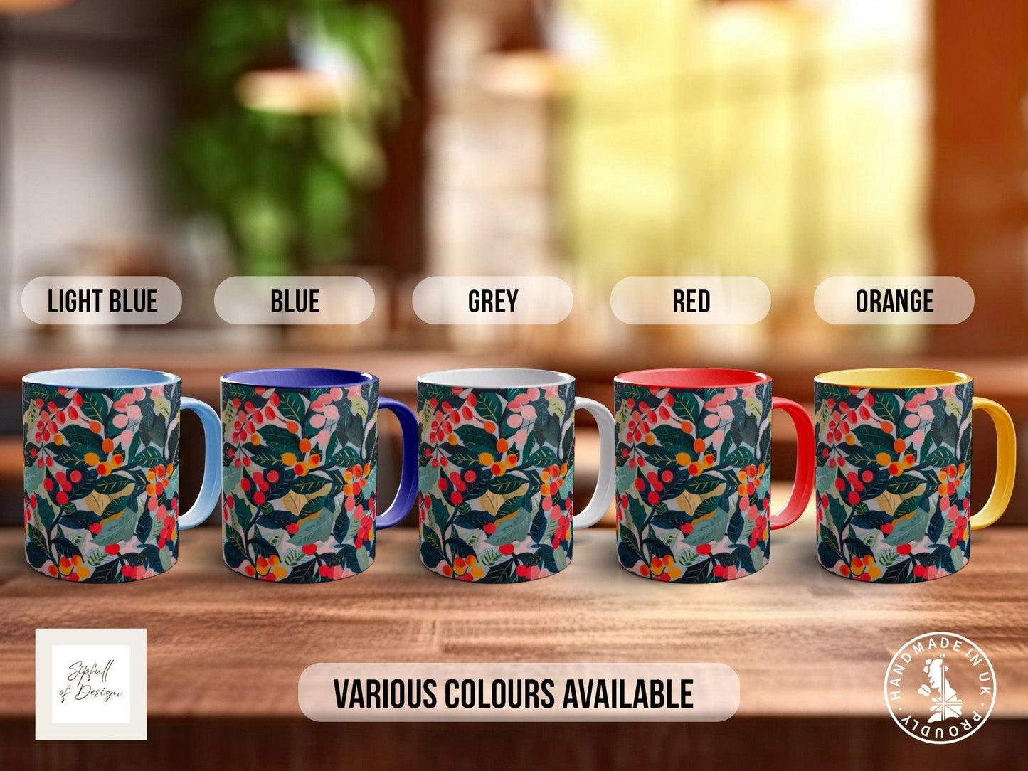 Birth Month Flowers Mug - December Narcissus and Holly -