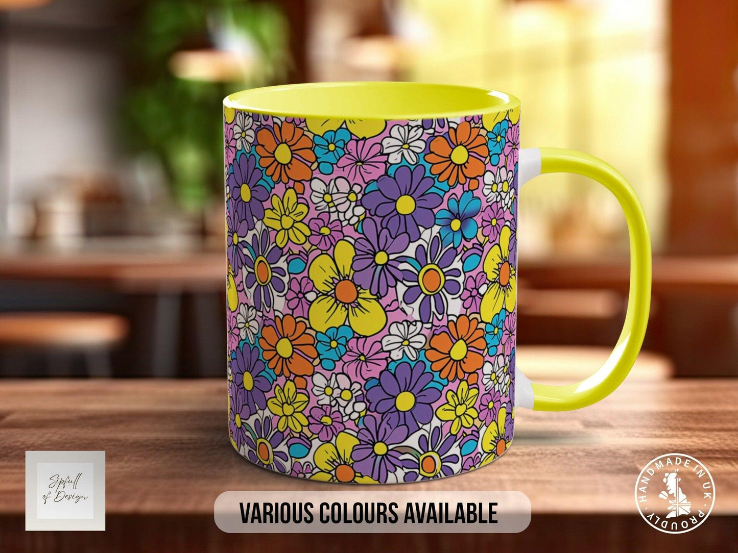 Groovy Flower Mug – Vibrant Floral Design Art Coffee Mug With Smash Proof Packaging