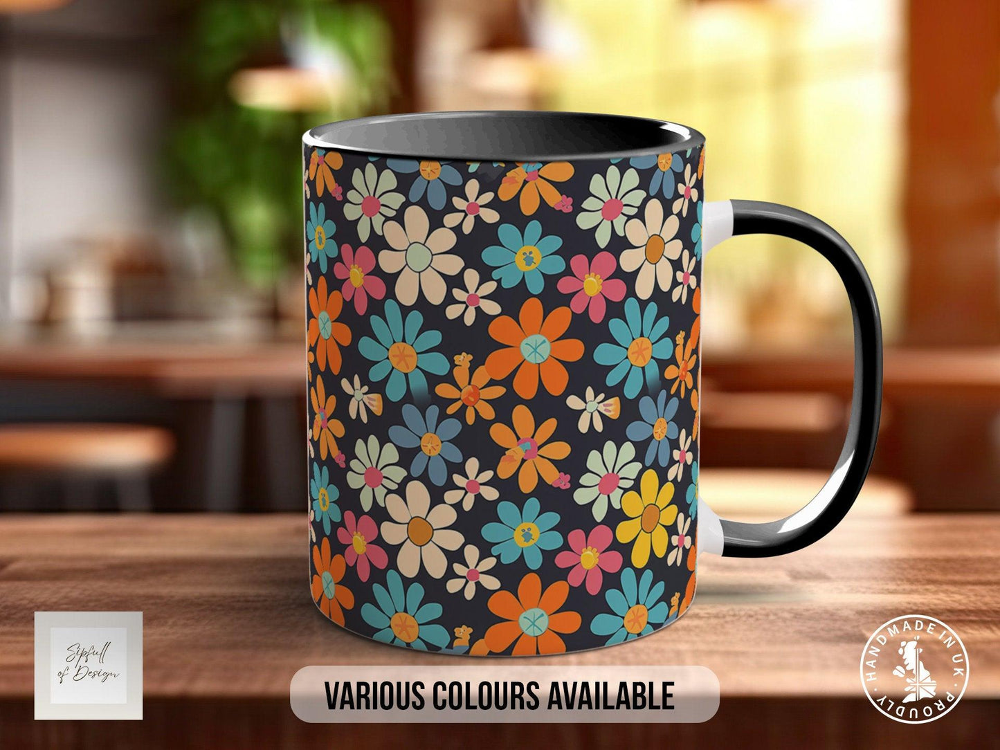 Groovy Flower Mug | Handmade Ceramic Mug with Colourful Flower Design & Smash Proof Packaging