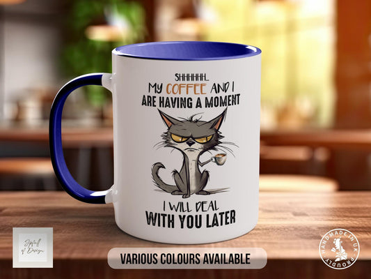 Funny Cat Coffee Mug – Ceramic Dishwasher Safe Cat Lover Gift | Colourful Bone China