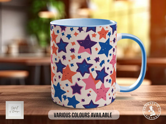 Colourful Stars Pattern Full Wrap Coloured Art Mug - Design 11