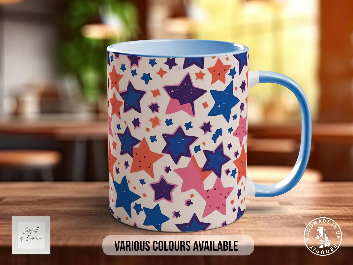 Colourful Stars Pattern Full Wrap Coloured Art Mug - Design 11