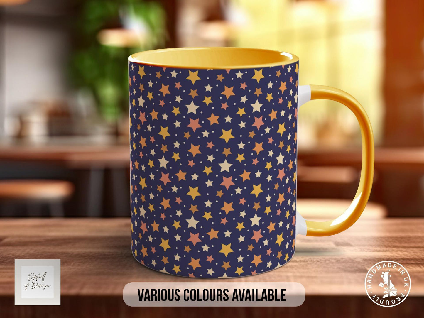 Night Sky Stars Pattern Full Wrap Coloured Art Mug - Design 12